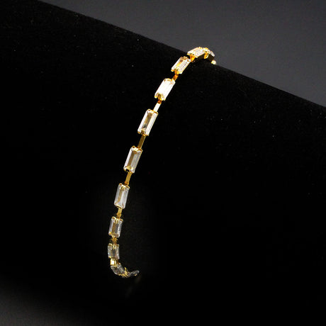 Gold Brass Bracelet with AAA Grade CZ in Clear
