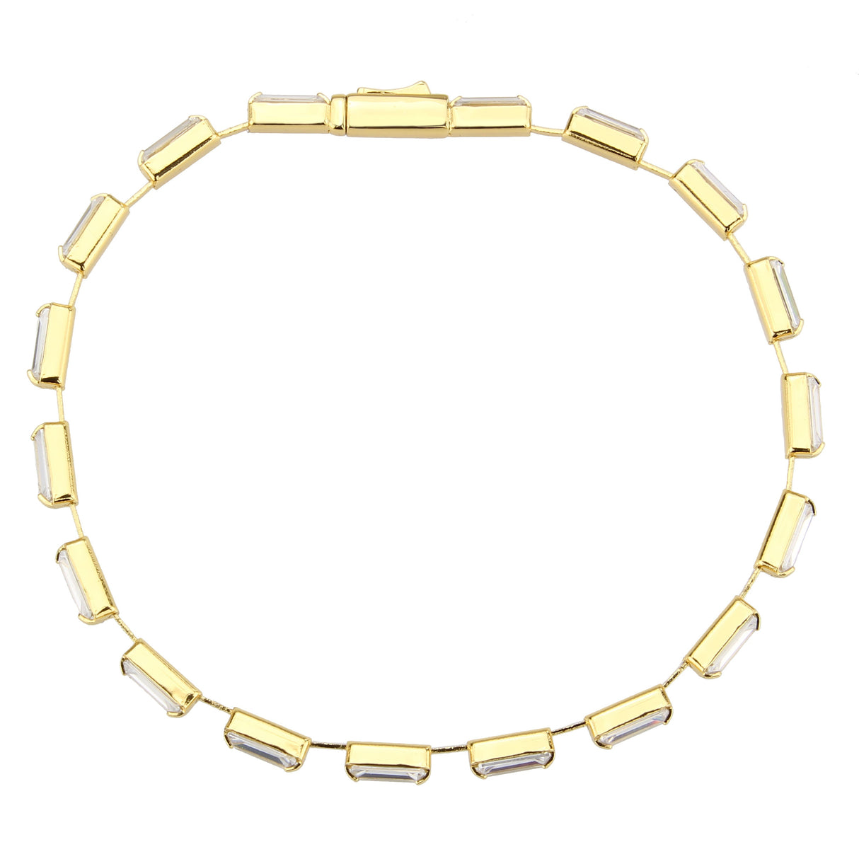 Gold Brass Bracelet with AAA Grade CZ in Clear