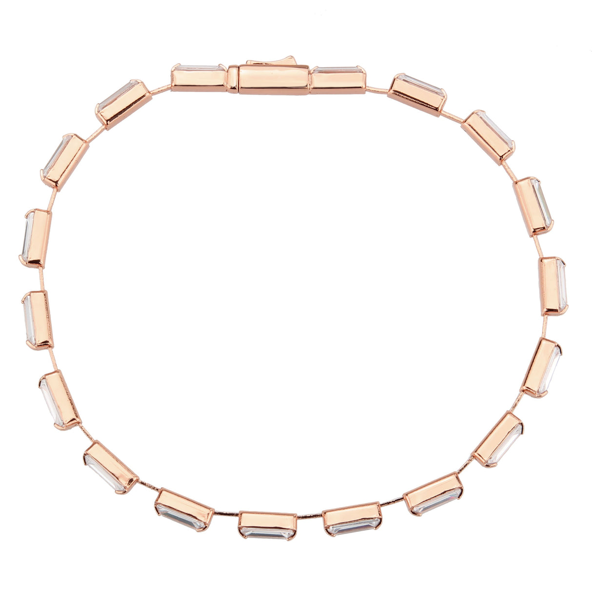 Rose Gold Brass Bracelet with AAA Grade CZ in Clear