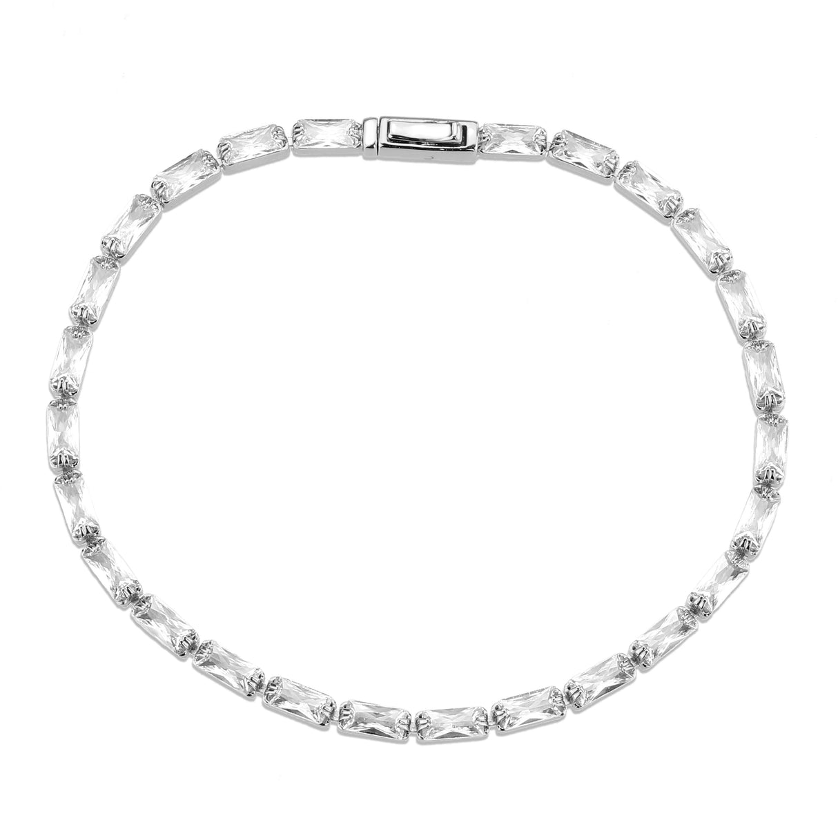 Rhodium Brass Bracelet with AAA Grade CZ in Clear
