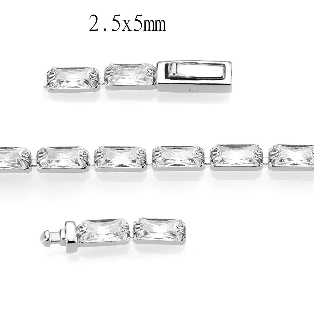 Rhodium Brass Bracelet with AAA Grade CZ in Clear