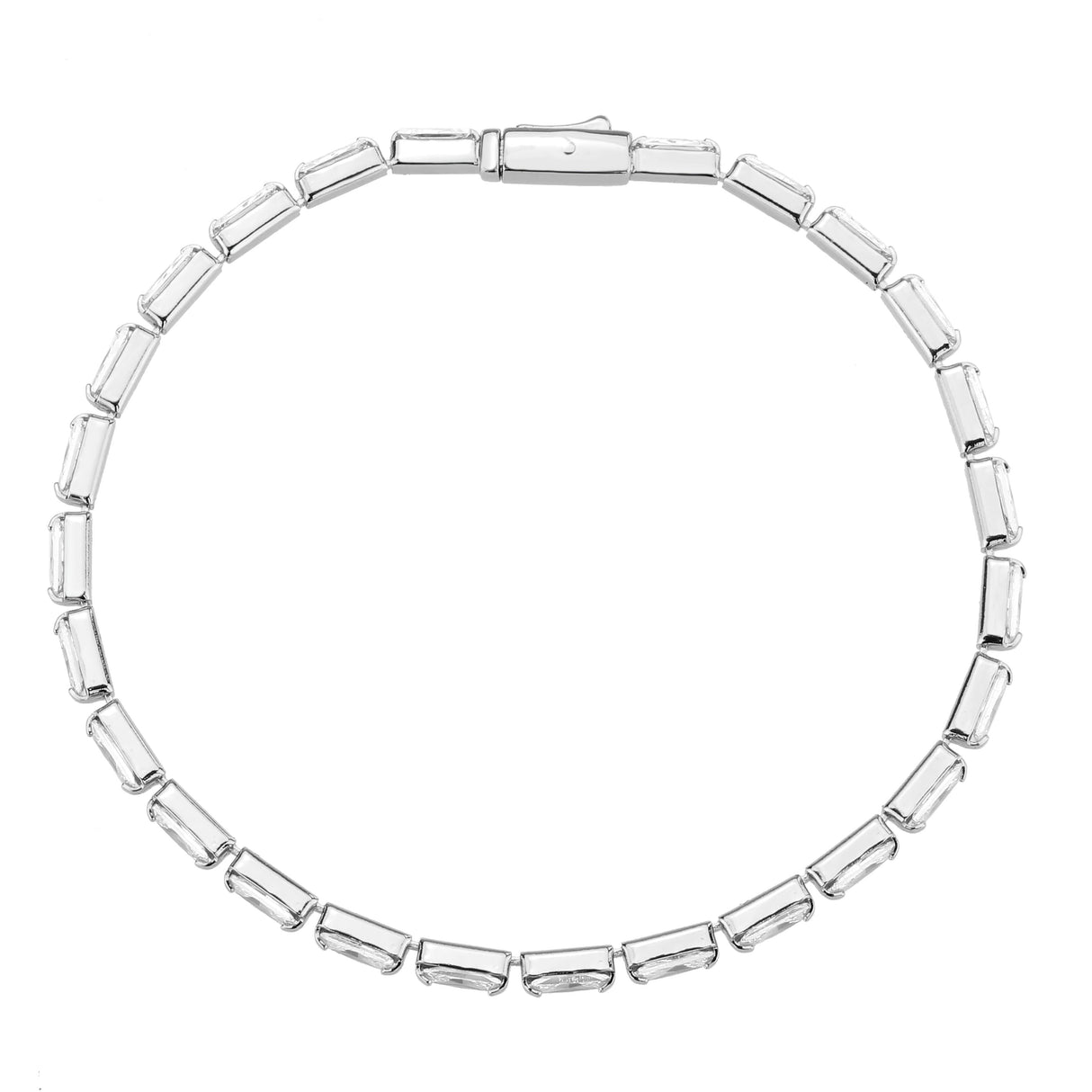 Rhodium Brass Bracelet with AAA Grade CZ in Clear