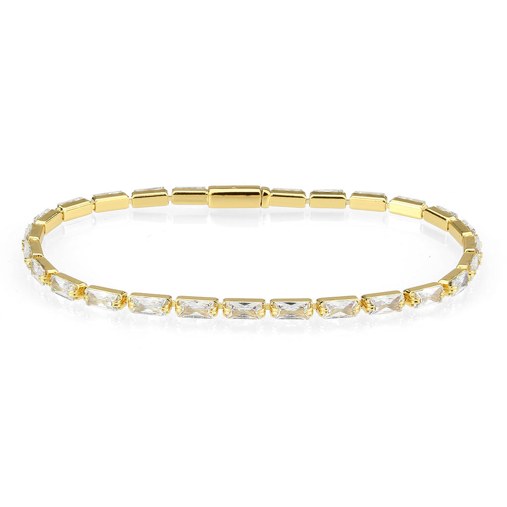Gold Brass Bracelet with AAA Grade CZ in Clear