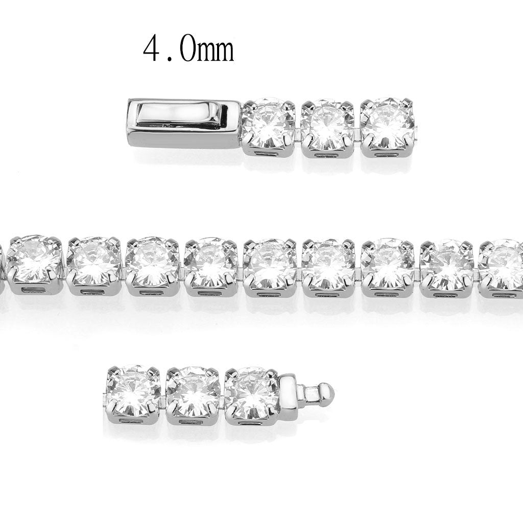 Rhodium Brass Bracelet with AAA Grade CZ in Clear