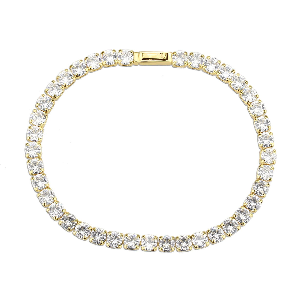 Gold Brass Bracelet with AAA Grade CZ in Clear