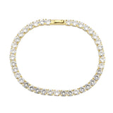 Gold Brass Bracelet with AAA Grade CZ in Clear