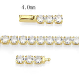 Gold Brass Bracelet with AAA Grade CZ in Clear