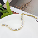 Gold Brass Bracelet with AAA Grade CZ in Clear