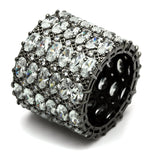Ruthenium Brass Ring with AAA Grade CZ  in Clear