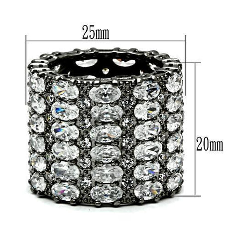 Ruthenium Brass Ring with AAA Grade CZ  in Clear