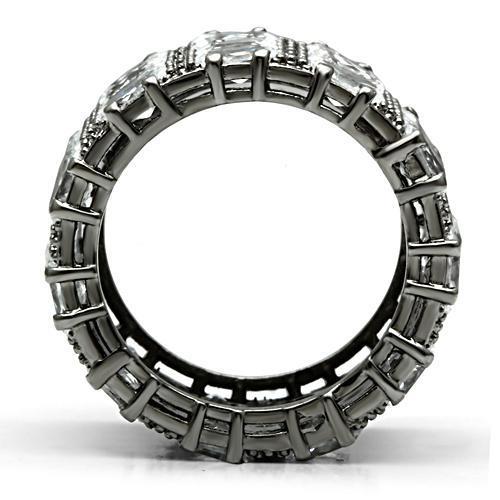 Ruthenium Brass Ring with AAA Grade CZ  in Clear