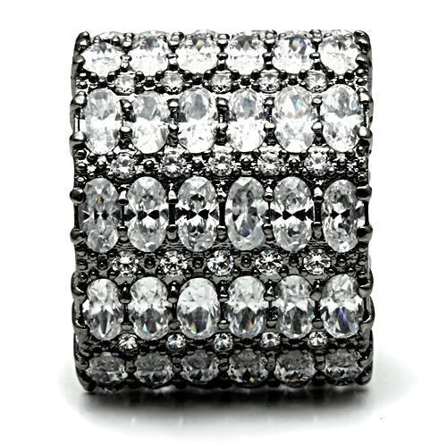 Ruthenium Brass Ring with AAA Grade CZ  in Clear