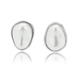 Imitation Rhodium Brass Earring with Synthetic in White