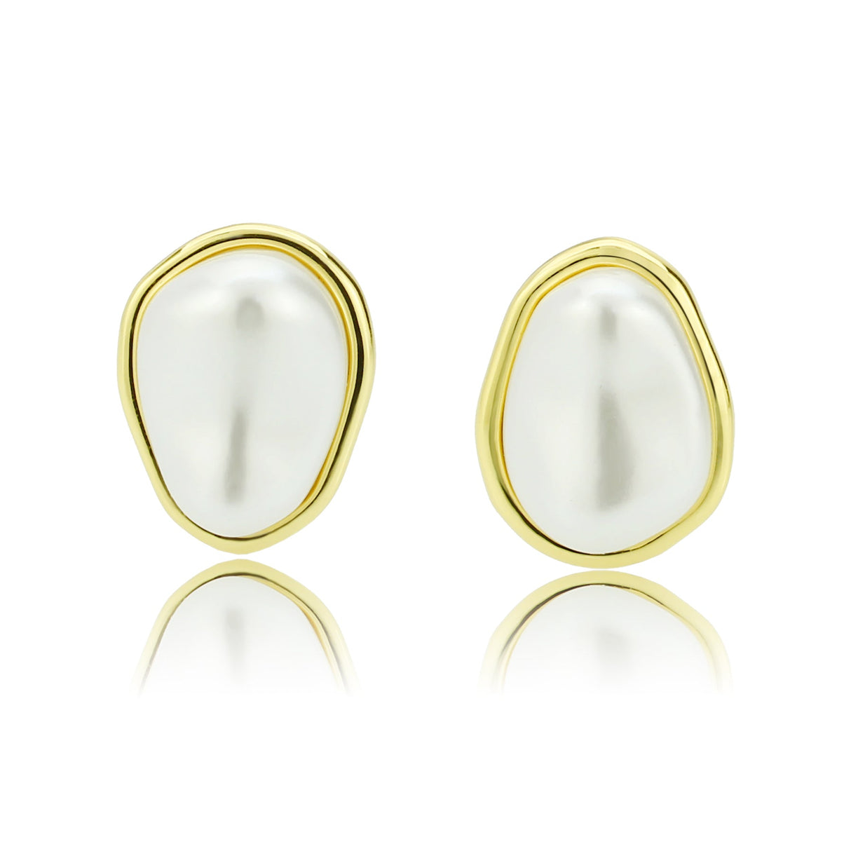Flash Gold Brass Earring with Synthetic in White