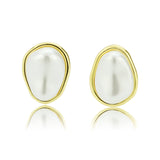 Flash Gold Brass Earring with Synthetic in White