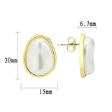 Flash Gold Brass Earring with Synthetic in White