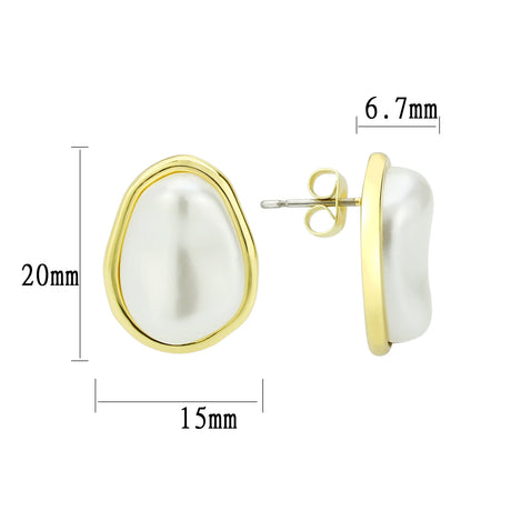 Flash Gold Brass Earring with Synthetic in White