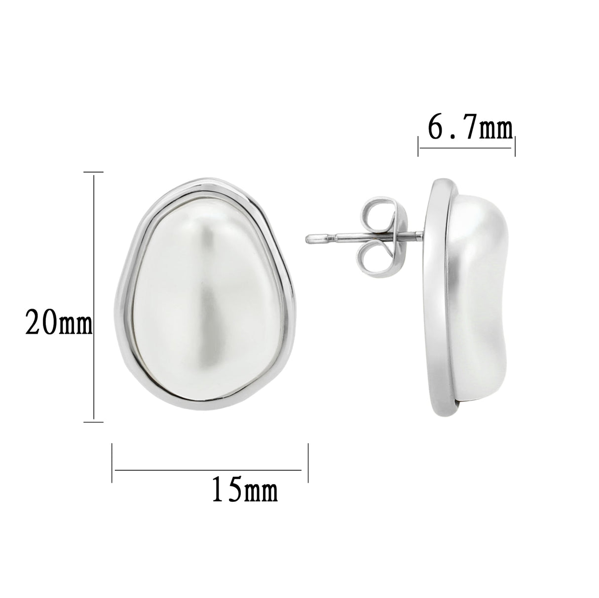 Imitation Rhodium Brass Earring with Synthetic in White