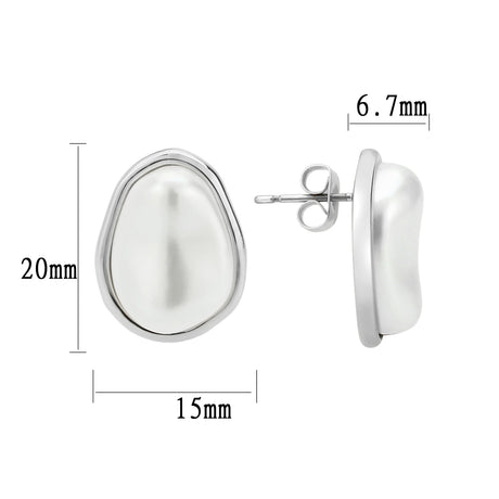 Imitation Rhodium Brass Earring with Synthetic in White