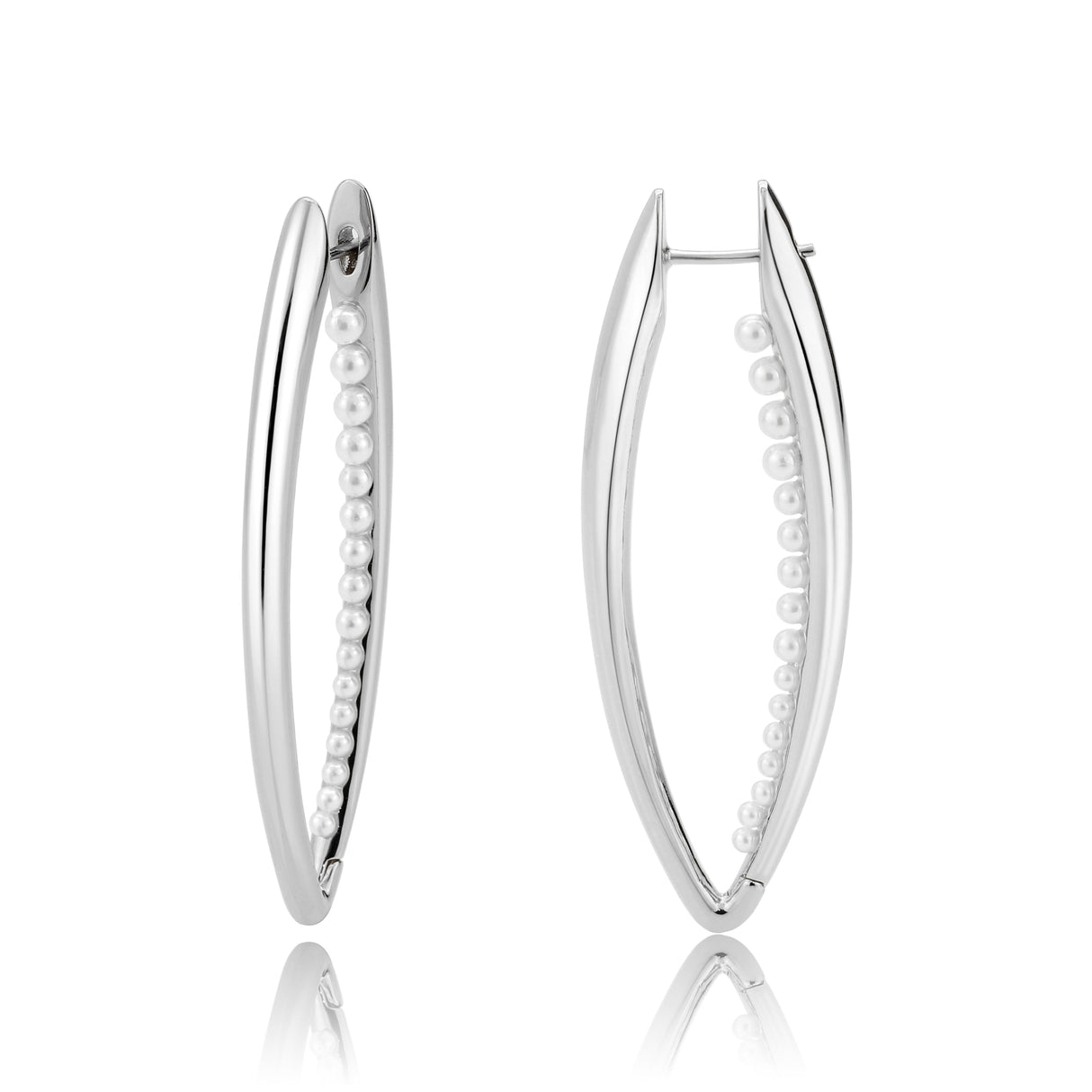 Imitation Rhodium Brass Earring with Synthetic in White