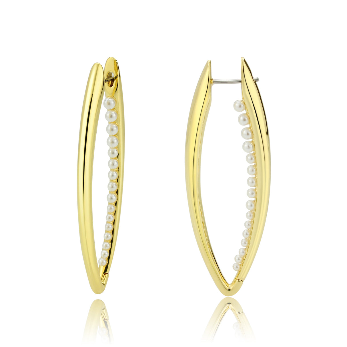 Flash Gold Brass Earring with Synthetic in White