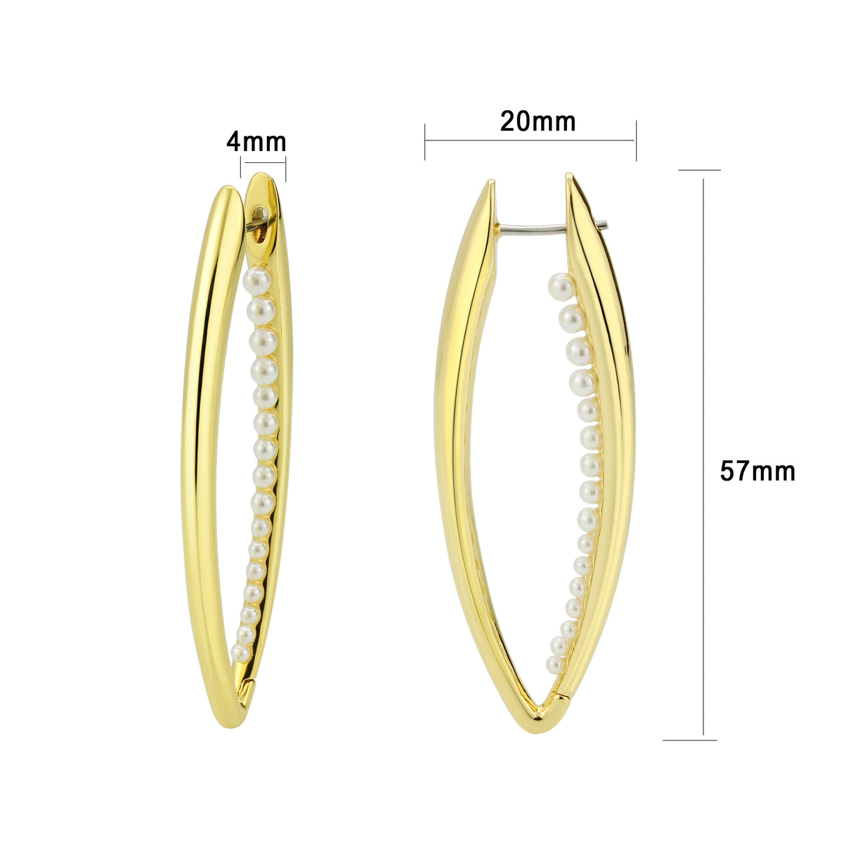 Flash Gold Brass Earring with Synthetic in White