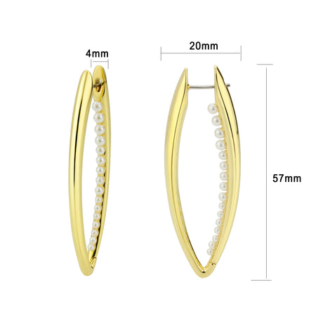 Flash Gold Brass Earring with Synthetic in White