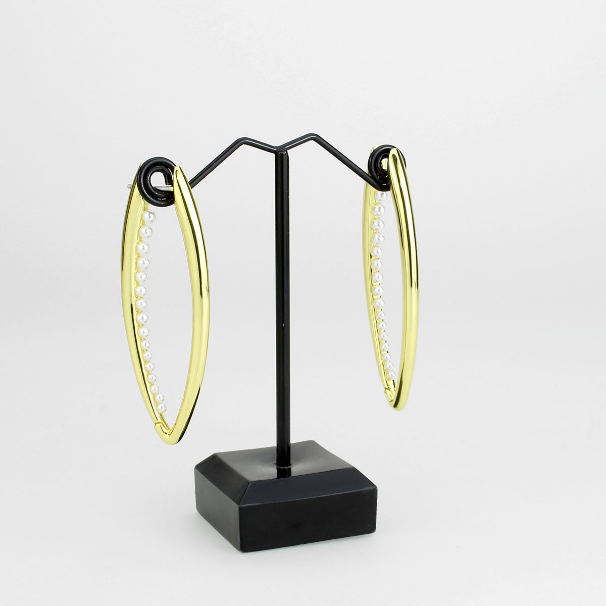 Flash Gold Brass Earring with Synthetic in White