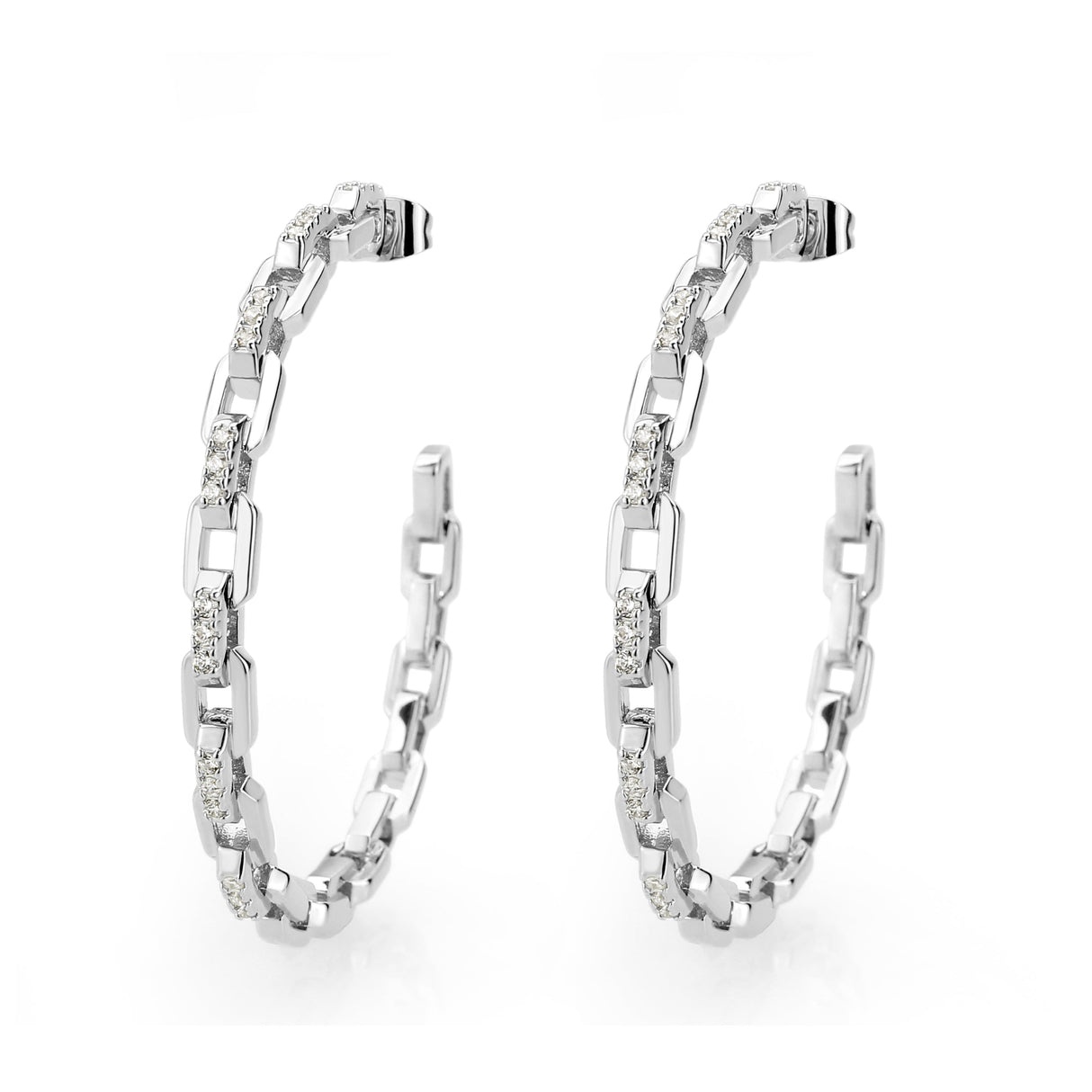 Imitation Rhodium Brass Earring with AAA Grade CZ in Clear