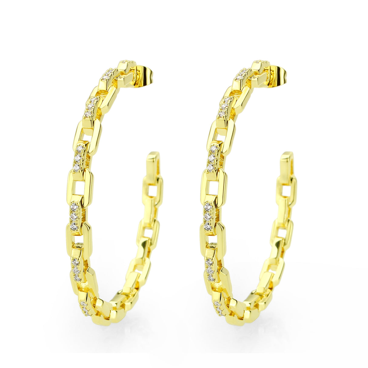 Flash Gold Brass Earring with AAA Grade CZ in Clear