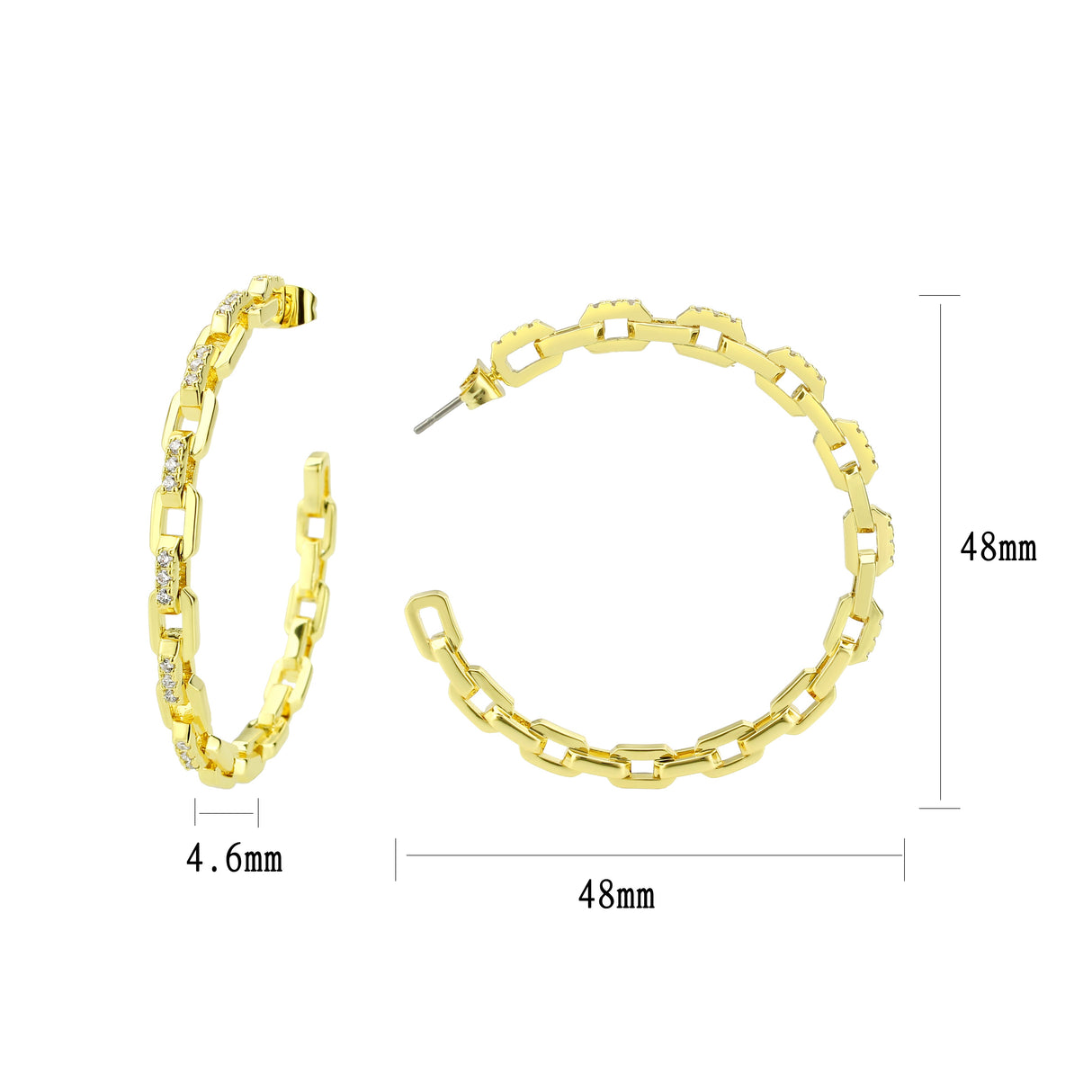 Flash Gold Brass Earring with AAA Grade CZ in Clear