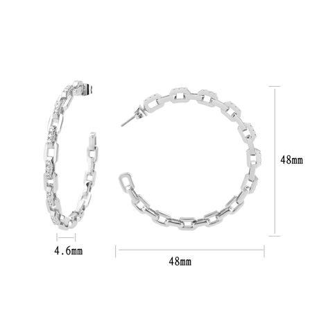 Imitation Rhodium Brass Earring with AAA Grade CZ in Clear