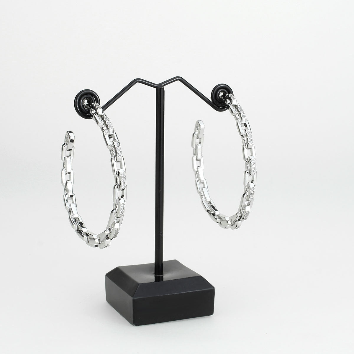 Imitation Rhodium Brass Earring with AAA Grade CZ in Clear