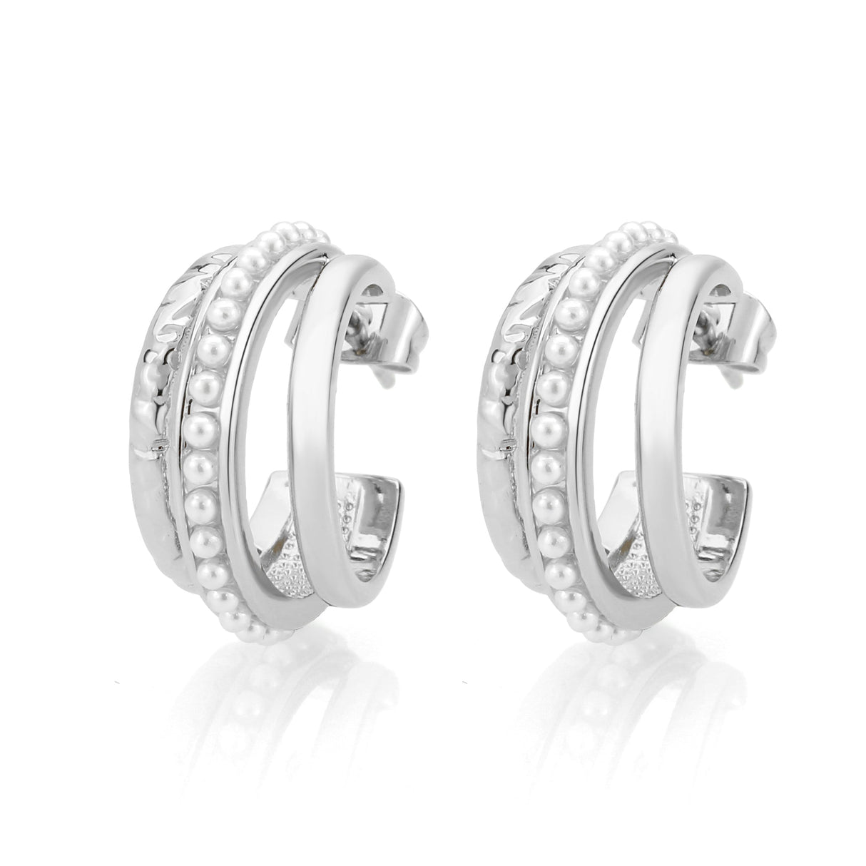 Imitation Rhodium Brass Earring with Synthetic in White