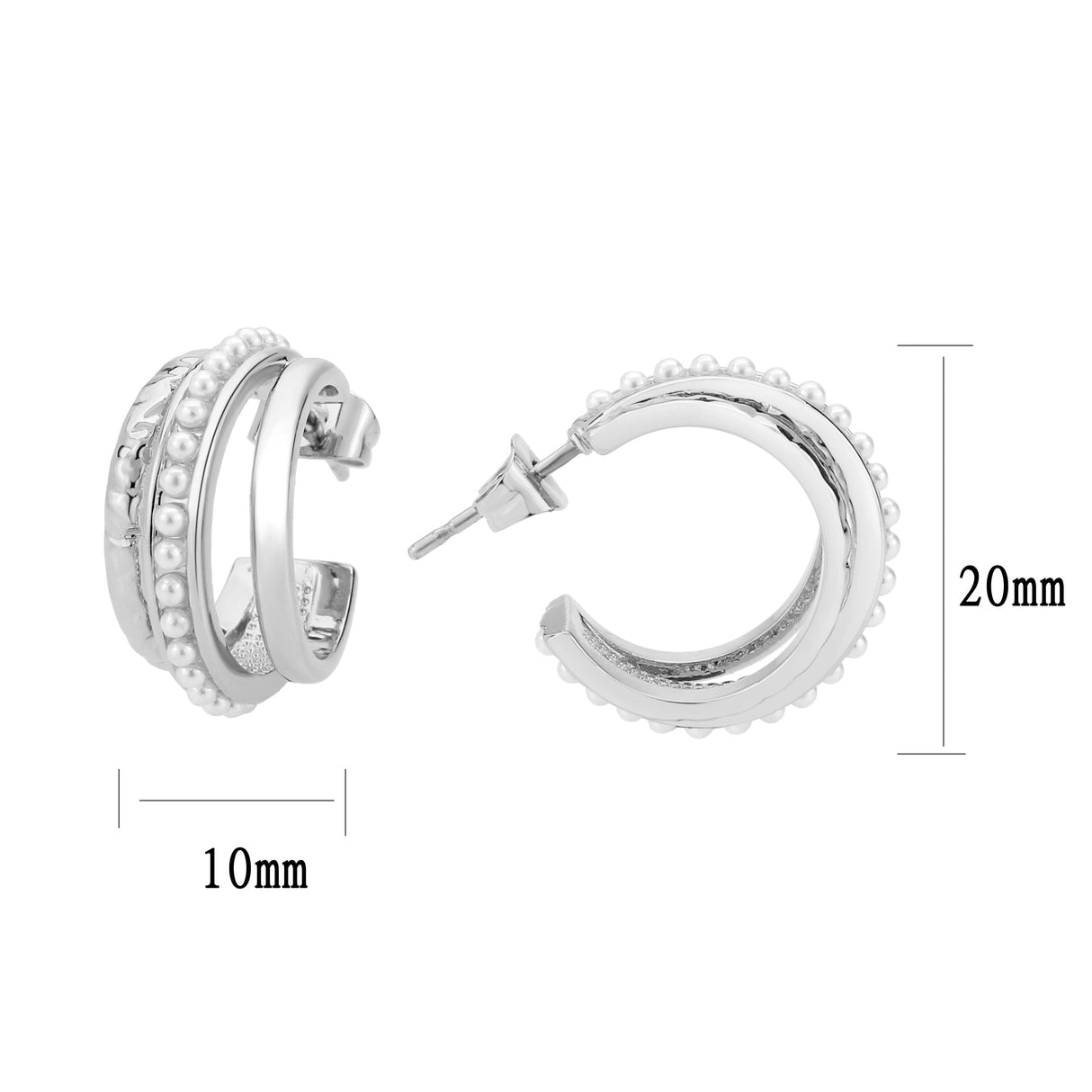 Imitation Rhodium Brass Earring with Synthetic in White