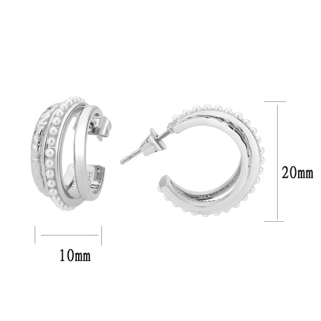 Imitation Rhodium Brass Earring with Synthetic in White