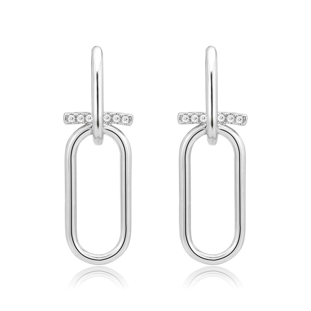 Imitation Rhodium Brass Earring with AAA Grade CZ in Clear