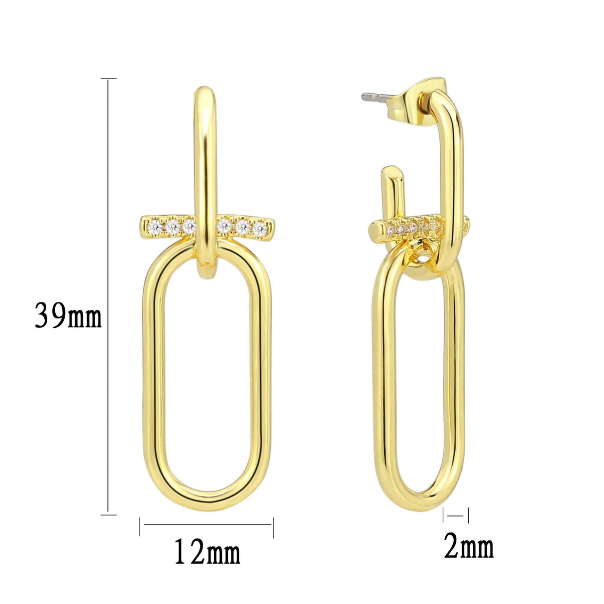 Flash Gold Brass Earring with AAA Grade CZ in Clear