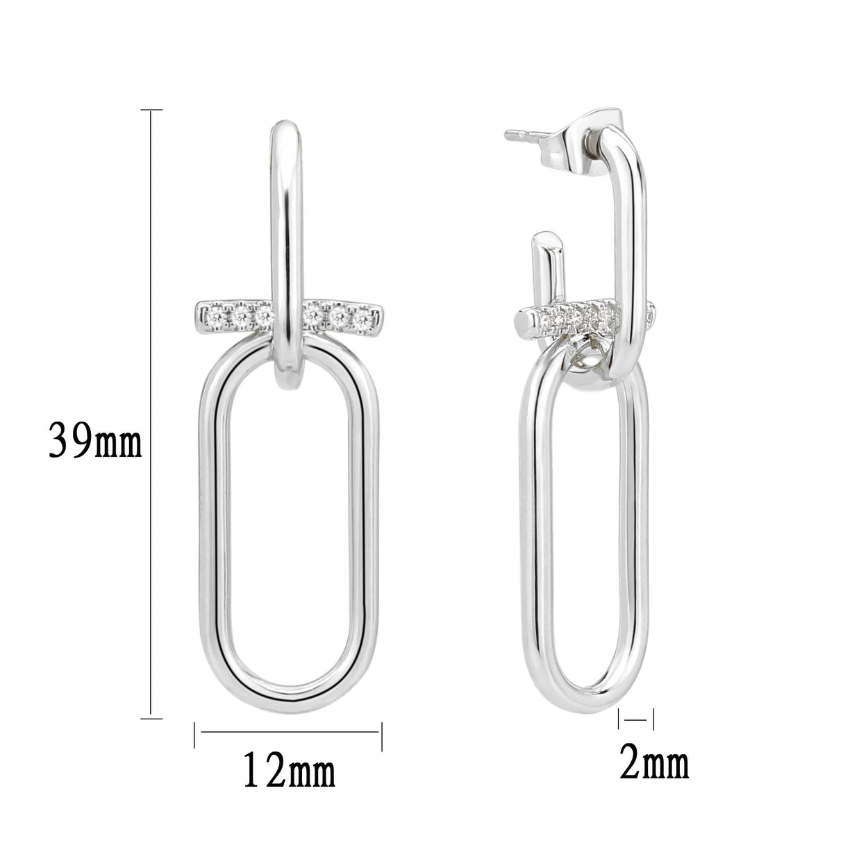 Imitation Rhodium Brass Earring with AAA Grade CZ in Clear