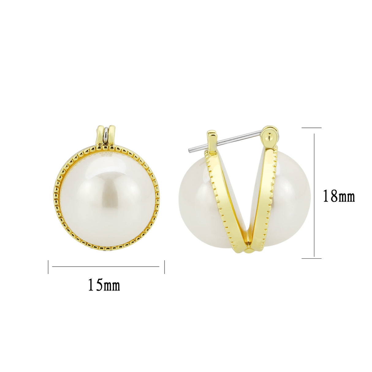 Flash Gold Brass Earring with Synthetic in White