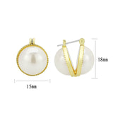 Flash Gold Brass Earring with Synthetic in White