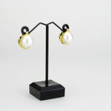 Flash Gold Brass Earring with Synthetic in White