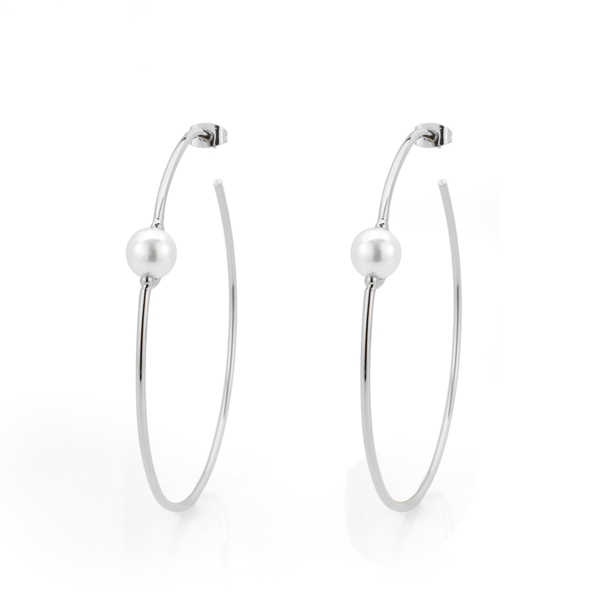 Imitation Rhodium Brass Earring with Synthetic in White