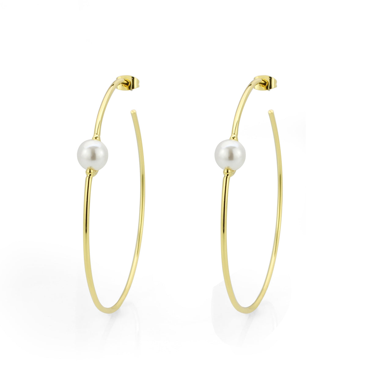 Flash Gold Brass Earring with Synthetic in White