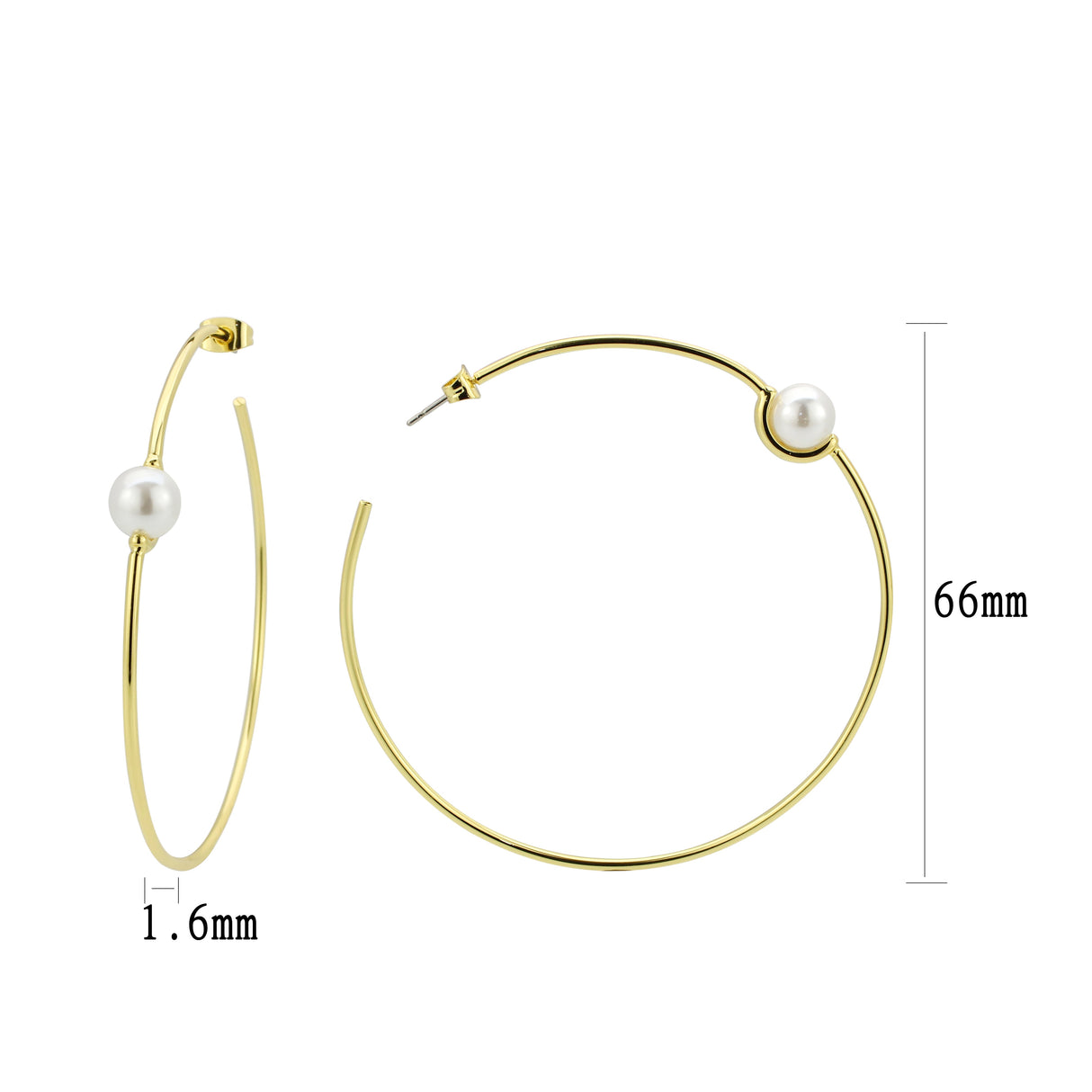 Flash Gold Brass Earring with Synthetic in White