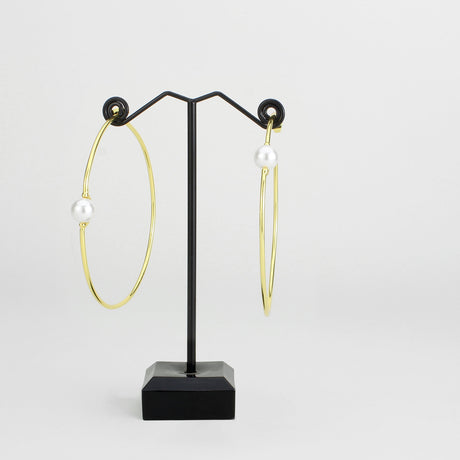 Flash Gold Brass Earring with Synthetic in White