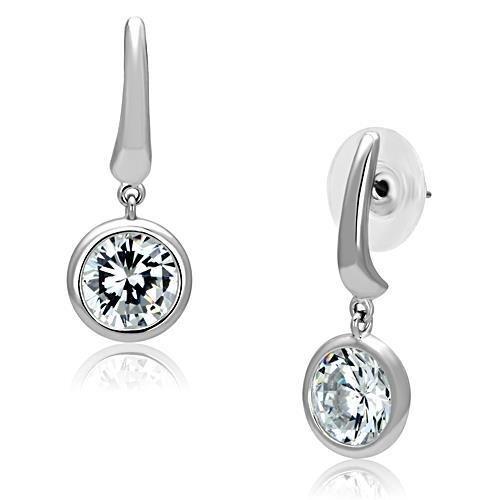 Rhodium Brass Earrings with AAA Grade CZ  in Clear
