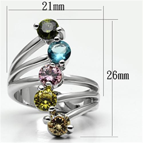 Rhodium Brass, AAA CZ , Multi Color - 3W291