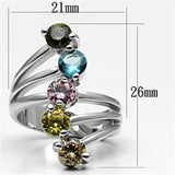 Rhodium Brass, AAA CZ , Multi Color - 3W291