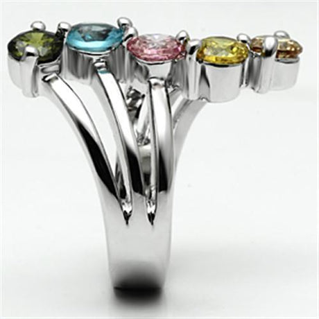 Rhodium Brass, AAA CZ , Multi Color - TK163